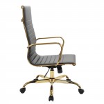 Harris High-Back Faux Leather Office Chair With Gold Frame, Black, HOTG19BLL