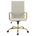 Harris High-Back Leatherette Office Chair With Gold Frame, Tan, HOTG19TL