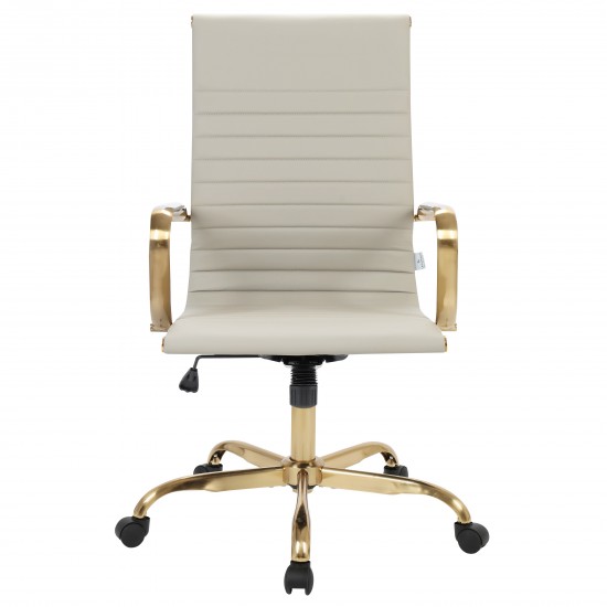 Harris High-Back Leatherette Office Chair With Gold Frame, Tan, HOTG19TL