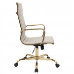 Harris High-Back Leatherette Office Chair With Gold Frame, Tan, HOTG19TL