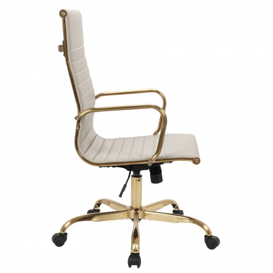 Harris High-Back Leatherette Office Chair With Gold Frame, Tan, HOTG19TL