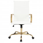 Harris High-Back Leatherette Office Chair With Gold Frame, White, HOTG19WL