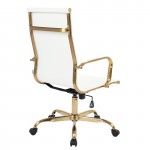 Harris High-Back Leatherette Office Chair With Gold Frame, White, HOTG19WL