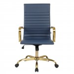 Harris High-Back Leatherette Office Chair With Gold Frame, Navy Blue, HOTG19BUL