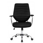 LeisureMod Winchester Home Leather Office Chair, Black, WO19BLL