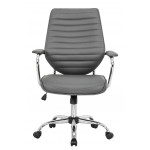 LeisureMod Winchester Home Leather Office Chair, Grey, WO19GRL