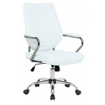 LeisureMod Winchester Home Leather Office Chair, White, WO19WL