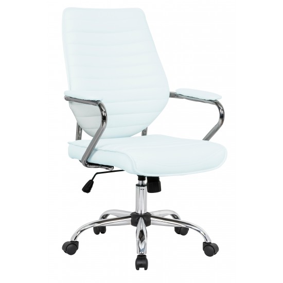 LeisureMod Winchester Home Leather Office Chair, White, WO19WL