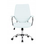 LeisureMod Winchester Home Leather Office Chair, White, WO19WL