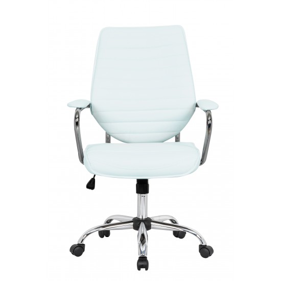 LeisureMod Winchester Home Leather Office Chair, White, WO19WL