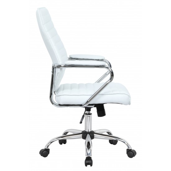 LeisureMod Winchester Home Leather Office Chair, White, WO19WL