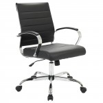 LeisureMod Benmar Leather Office Chair, Black, BO19BLL