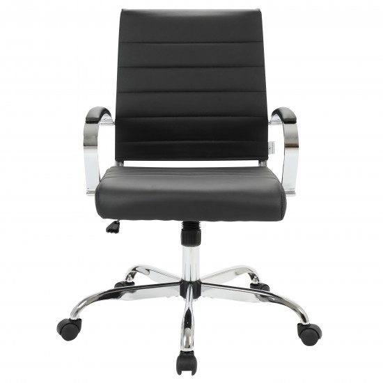 LeisureMod Benmar Leather Office Chair, Black, BO19BLL