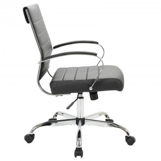 LeisureMod Benmar Leather Office Chair, Black, BO19BLL