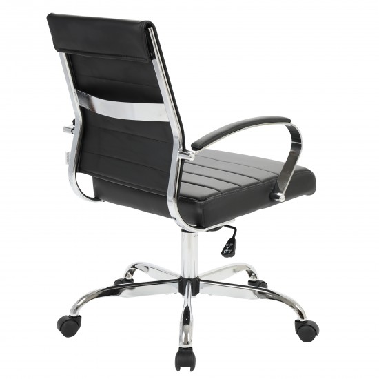 LeisureMod Benmar Leather Office Chair, Black, BO19BLL