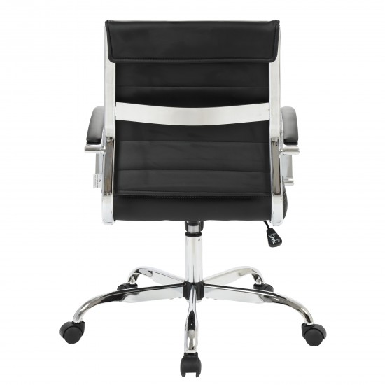 LeisureMod Benmar Leather Office Chair, Black, BO19BLL