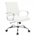 LeisureMod Benmar Leather Office Chair, White, BO19WL