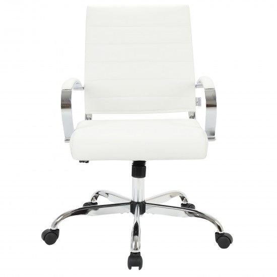 LeisureMod Benmar Leather Office Chair, White, BO19WL