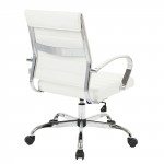 LeisureMod Benmar Leather Office Chair, White, BO19WL