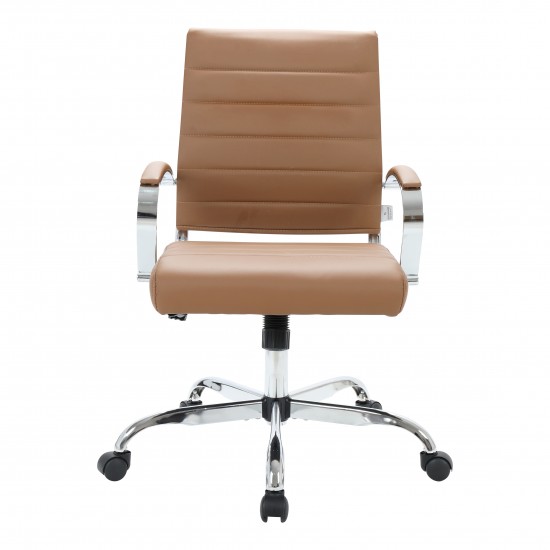 LeisureMod Benmar Leather Office Chair, Brown, BO19BRL