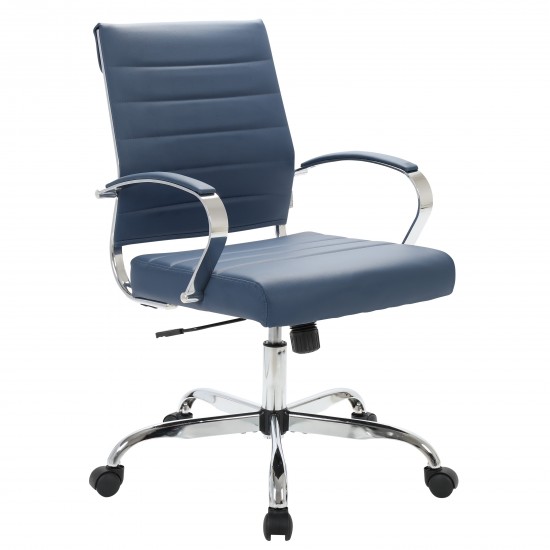 LeisureMod Benmar Leather Office Chair, Navy Blue, BO19BUL