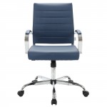 LeisureMod Benmar Leather Office Chair, Navy Blue, BO19BUL