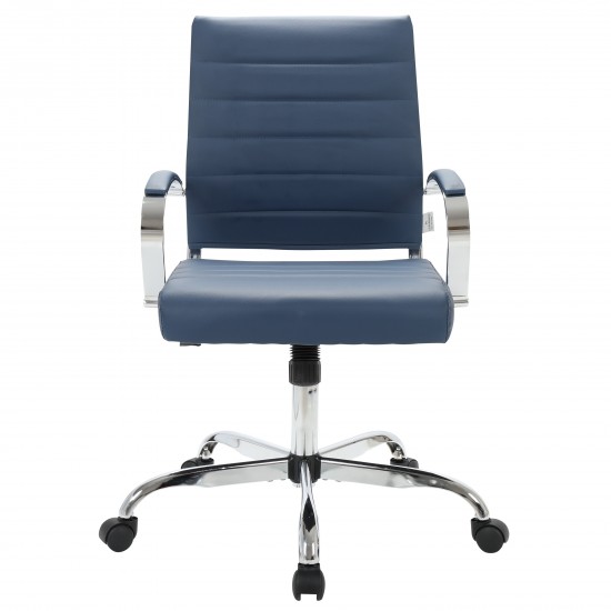 LeisureMod Benmar Leather Office Chair, Navy Blue, BO19BUL