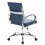 LeisureMod Benmar Leather Office Chair, Navy Blue, BO19BUL