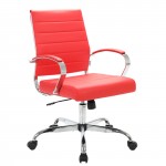 LeisureMod Benmar Leather Office Chair, Red, BO19RL