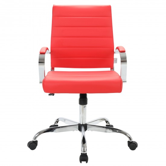 LeisureMod Benmar Leather Office Chair, Red, BO19RL