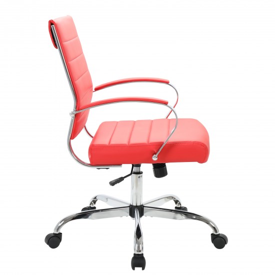 LeisureMod Benmar Leather Office Chair, Red, BO19RL