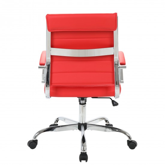 LeisureMod Benmar Leather Office Chair, Red, BO19RL