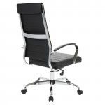 LeisureMod Benmar High-Back Leather Office Chair, Black, BOT19BLL