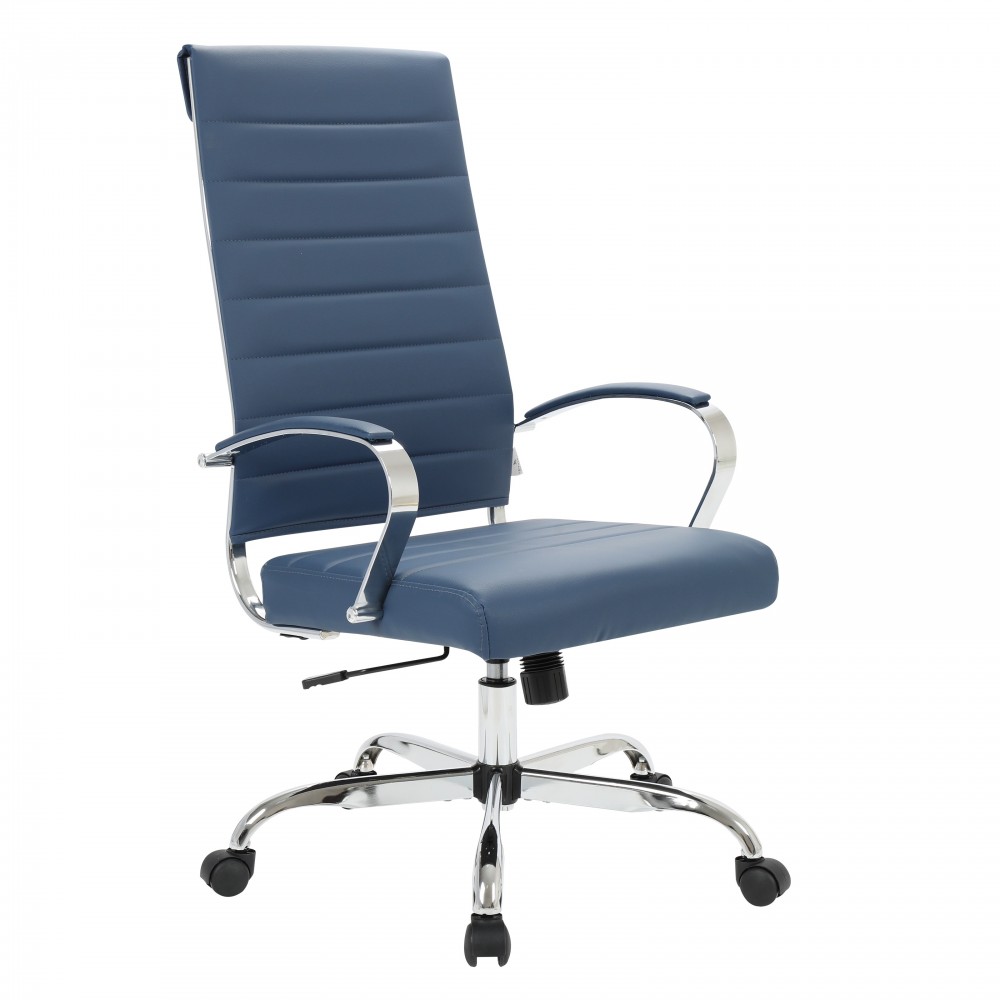 LeisureMod Benmar High-Back Leather Office Chair, Navy Blue, BOT19BUL