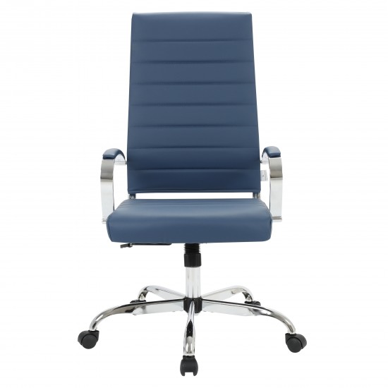 LeisureMod Benmar High-Back Leather Office Chair, Navy Blue, BOT19BUL