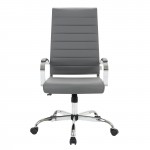 LeisureMod Benmar High-Back Leather Office Chair, Grey, BOT19GRL