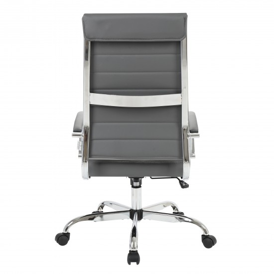 LeisureMod Benmar High-Back Leather Office Chair, Grey, BOT19GRL