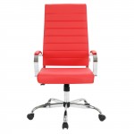 LeisureMod Benmar High-Back Leather Office Chair, Red, BOT19RL