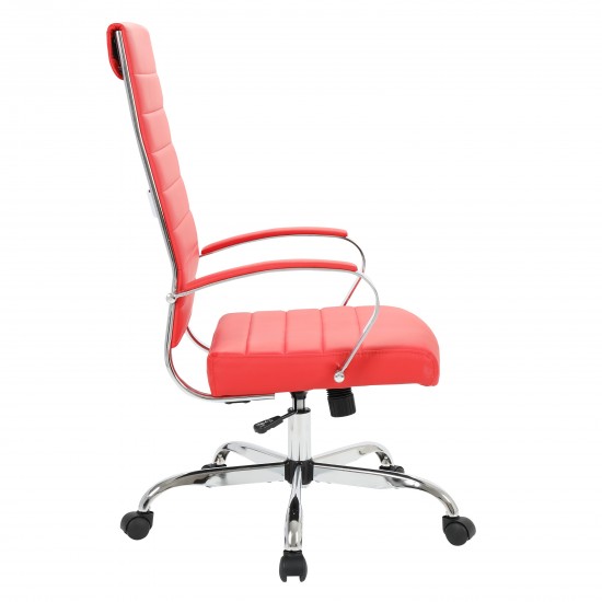 LeisureMod Benmar High-Back Leather Office Chair, Red, BOT19RL