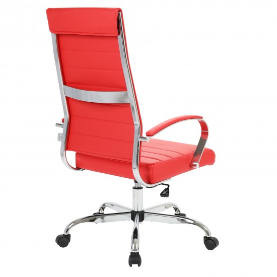 LeisureMod Benmar High-Back Leather Office Chair, Red, BOT19RL