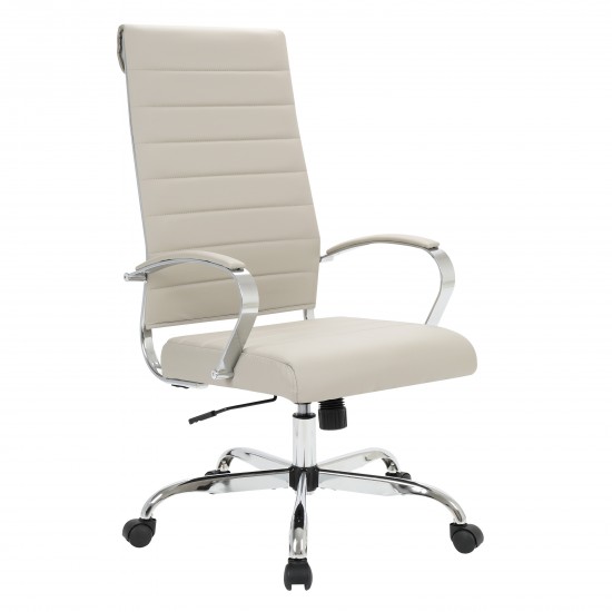 LeisureMod Benmar High-Back Leather Office Chair, Tan, BOT19TL