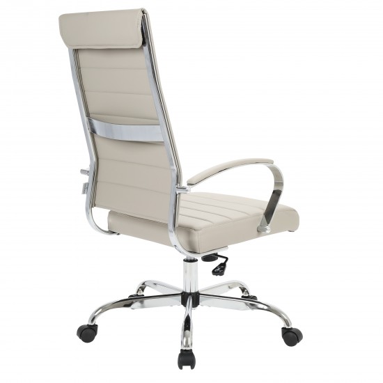 LeisureMod Benmar High-Back Leather Office Chair, Tan, BOT19TL