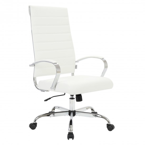 LeisureMod Benmar High-Back Leather Office Chair, White, BOT19WL