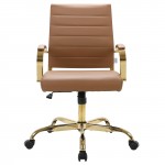 LeisureMod Benmar Home Leather Office Chair With Gold Frame, Brown, BOG19BRL