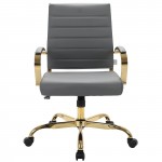 LeisureMod Benmar Home Leather Office Chair With Gold Frame, Grey, BOG19GRL