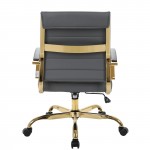 LeisureMod Benmar Home Leather Office Chair With Gold Frame, Grey, BOG19GRL