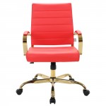 LeisureMod Benmar Home Leather Office Chair With Gold Frame, Red, BOG19RL