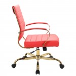 LeisureMod Benmar Home Leather Office Chair With Gold Frame, Red, BOG19RL