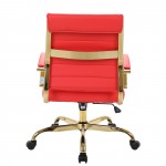 LeisureMod Benmar Home Leather Office Chair With Gold Frame, Red, BOG19RL