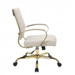 LeisureMod Benmar Home Leather Office Chair With Gold Frame, Tan, BOG19TL